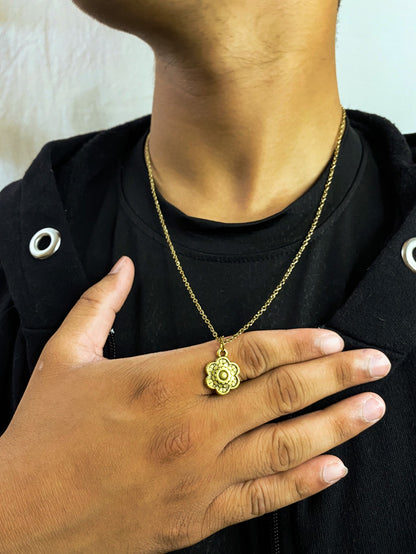 Golden Flower Pendant With Chain