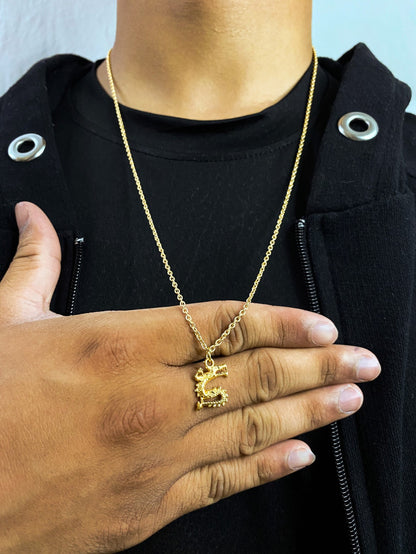 Golden Dragon Pendant With Chain