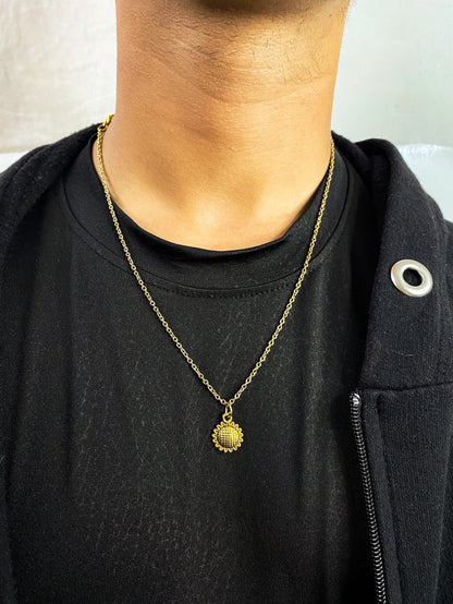 Golden Sunflower Pendant With Chain