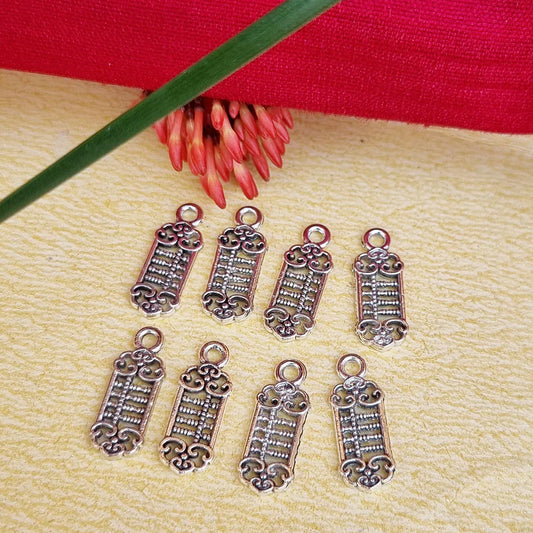 Dainty Silver Chinese Window Charm  | 10 Pcs