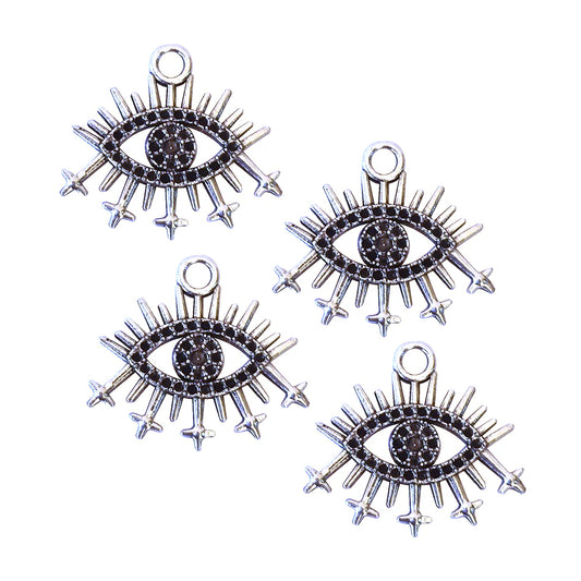 Spikey Evil Eye Silver Charm