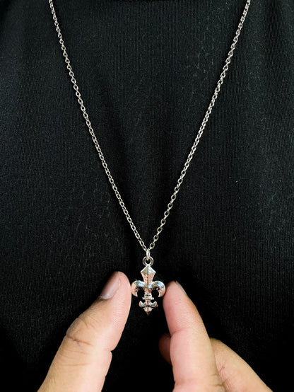 Silver Fleur-De-Lis Pendant With Chain