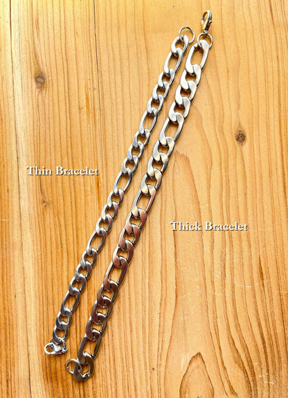 Thick Adjustable Silver Stainless Steel Bracelet | Waterproof