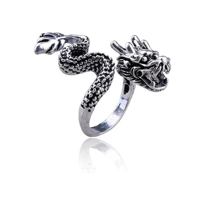 Dragon With Tail Adjustable Ring For Men | Waterproof | Stainless Steel