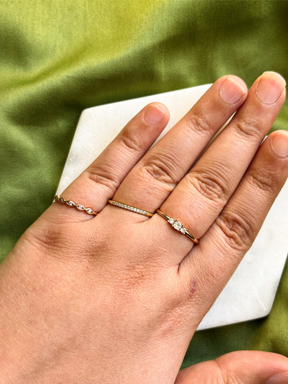 Thin Gemstone Band Dainty Golden Adjustable Ring
