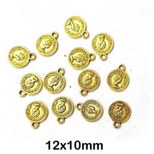 Mini Elizabeth Second Antique Golden Coin Charm