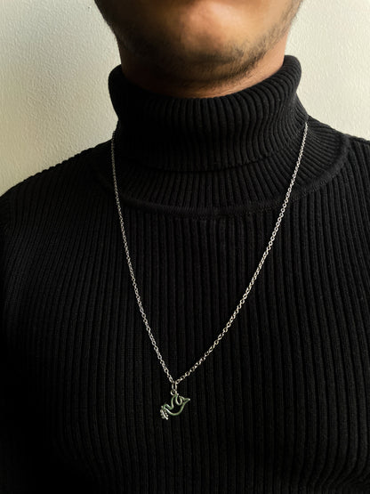Dove Holding Olive Branch Silver Pendant With Chain