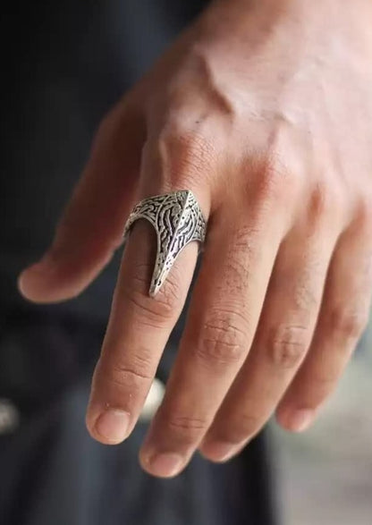 Three Spike Crown Silver Oxidized Ring | Waterproof | Stainless Steel