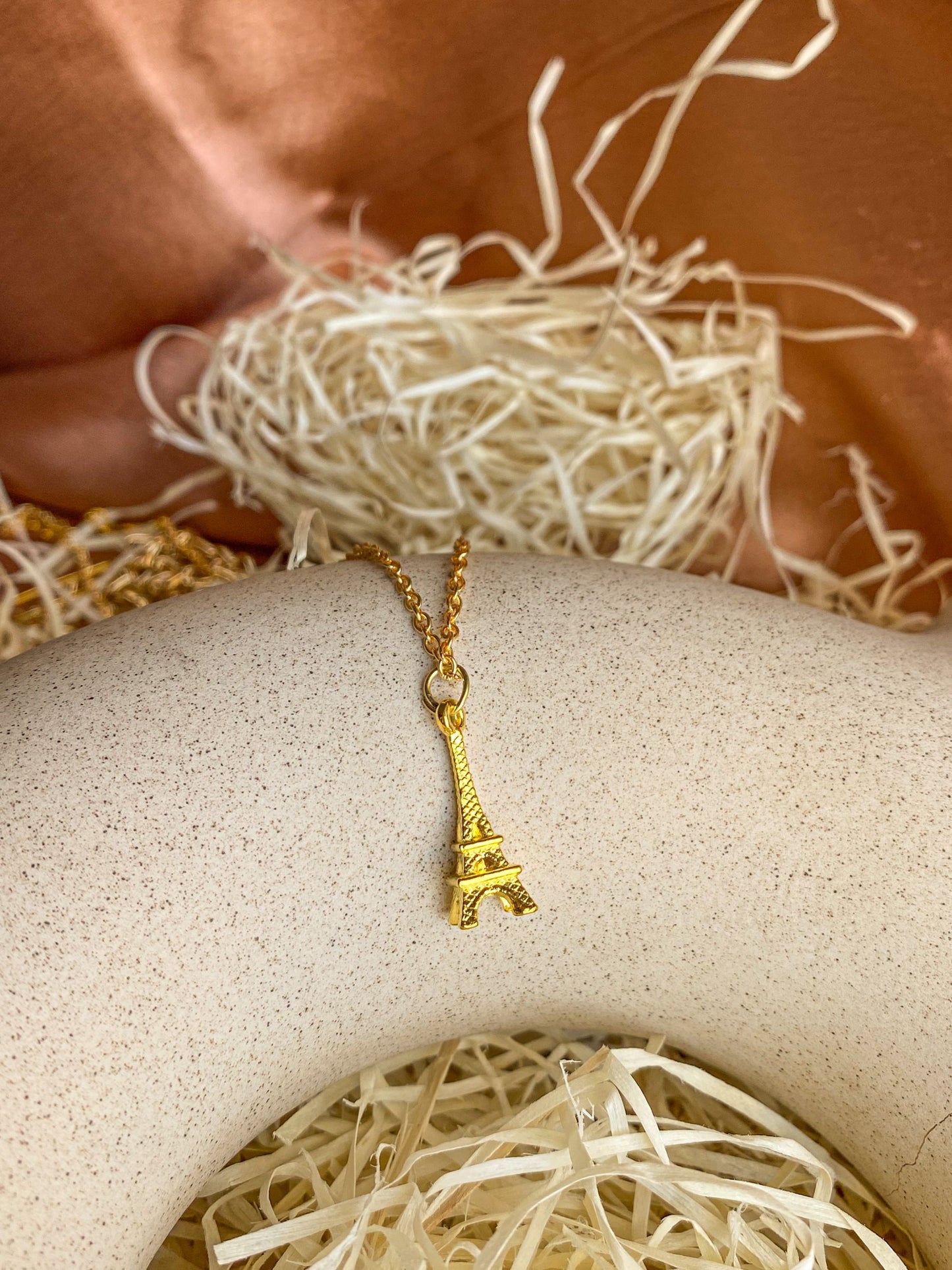 Eiffel Tower Gold Charm Necklace