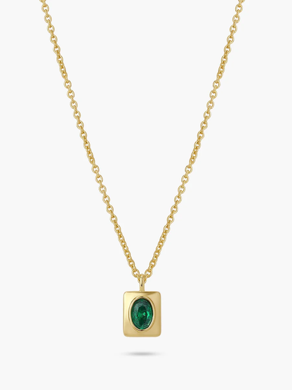 Regal Emerald Treasure Waterproof Necklace: Antique Gold