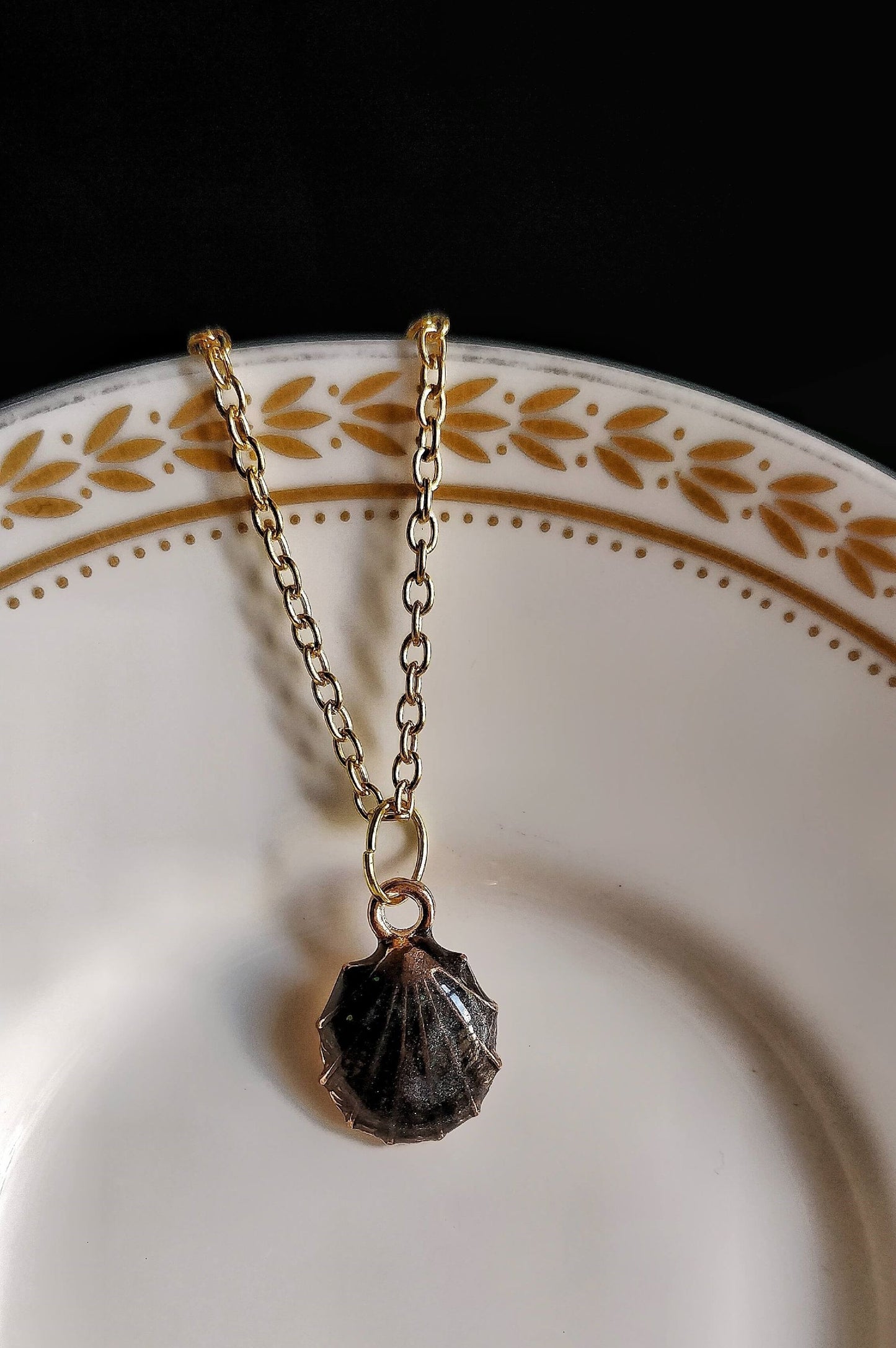Black Enamel Shell Necklace