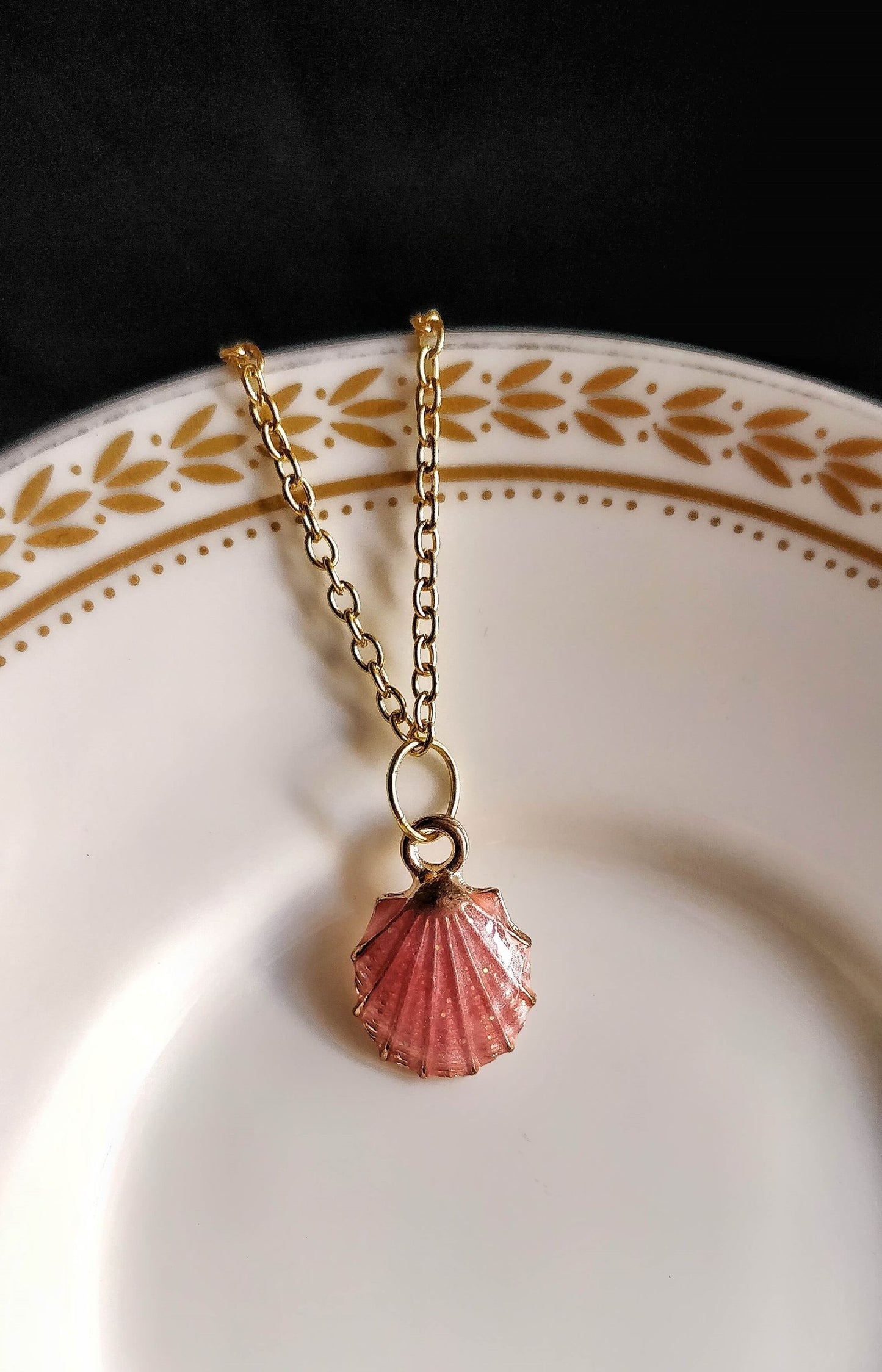 Pink Enamel Shell Necklace