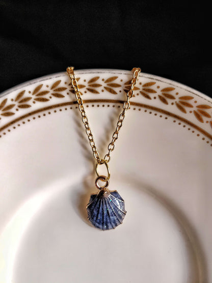 Blue Enamel Shell Necklace
