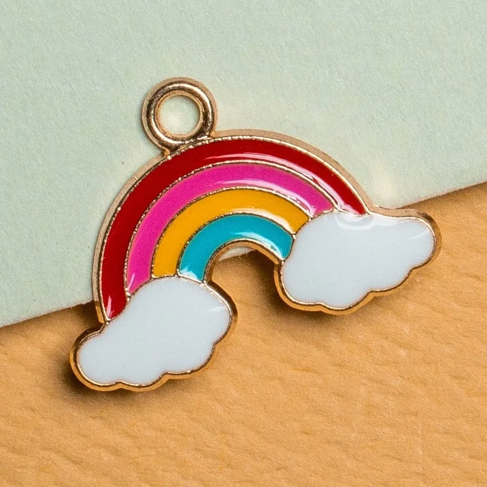 Rainbow On Clouds Enamel Charm Necklace