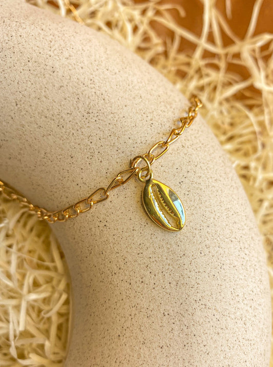 Golden Cowrie Shell Pendant Necklace