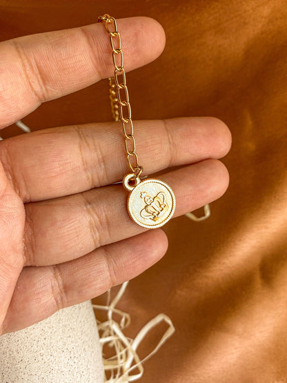 Light Golden Crown Coin Charm Necklace