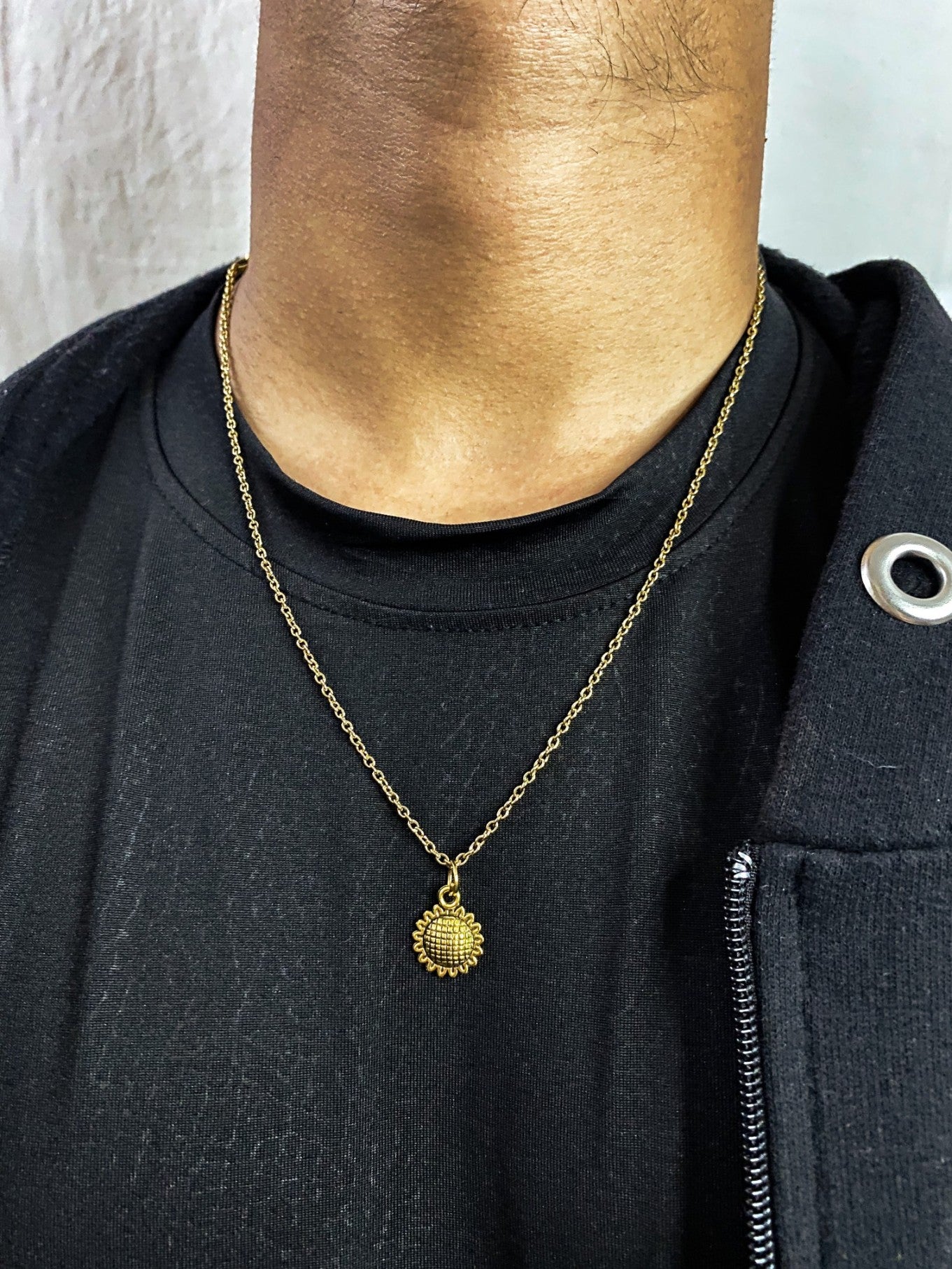 Golden Sunflower Pendant With Chain