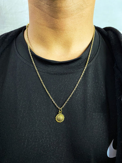 Golden Sunflower Pendant With Chain