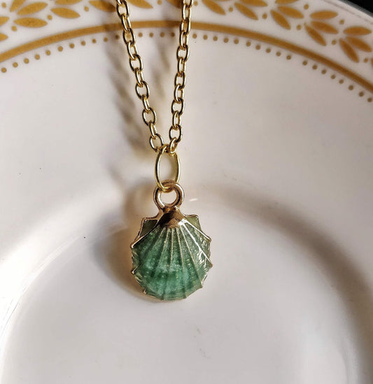 Green Enamel Shell Necklace