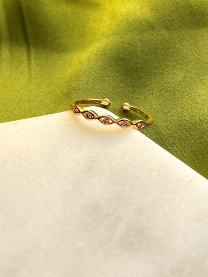 Evil Eye Dainty Golden Adjustable Ring