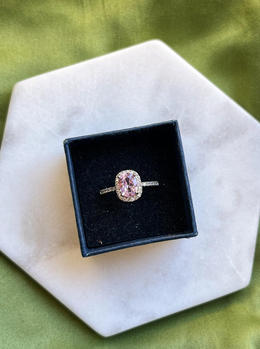 Baby Pink Oval Sapphire Adjustable Golden Ring