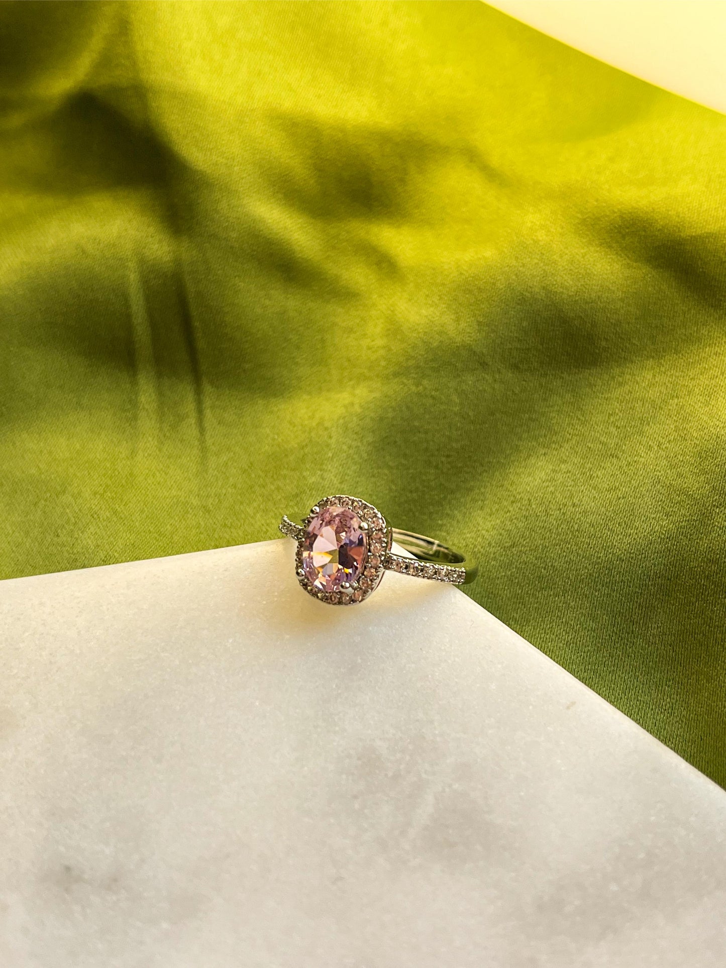 Baby Pink Oval Sapphire Adjustable Golden Ring