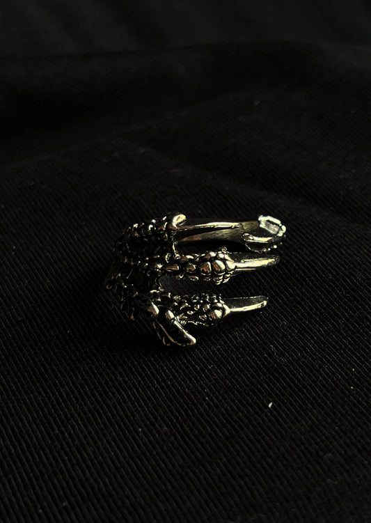 Eagle Claw Grasp Silver Oxidised Waterproof Ring