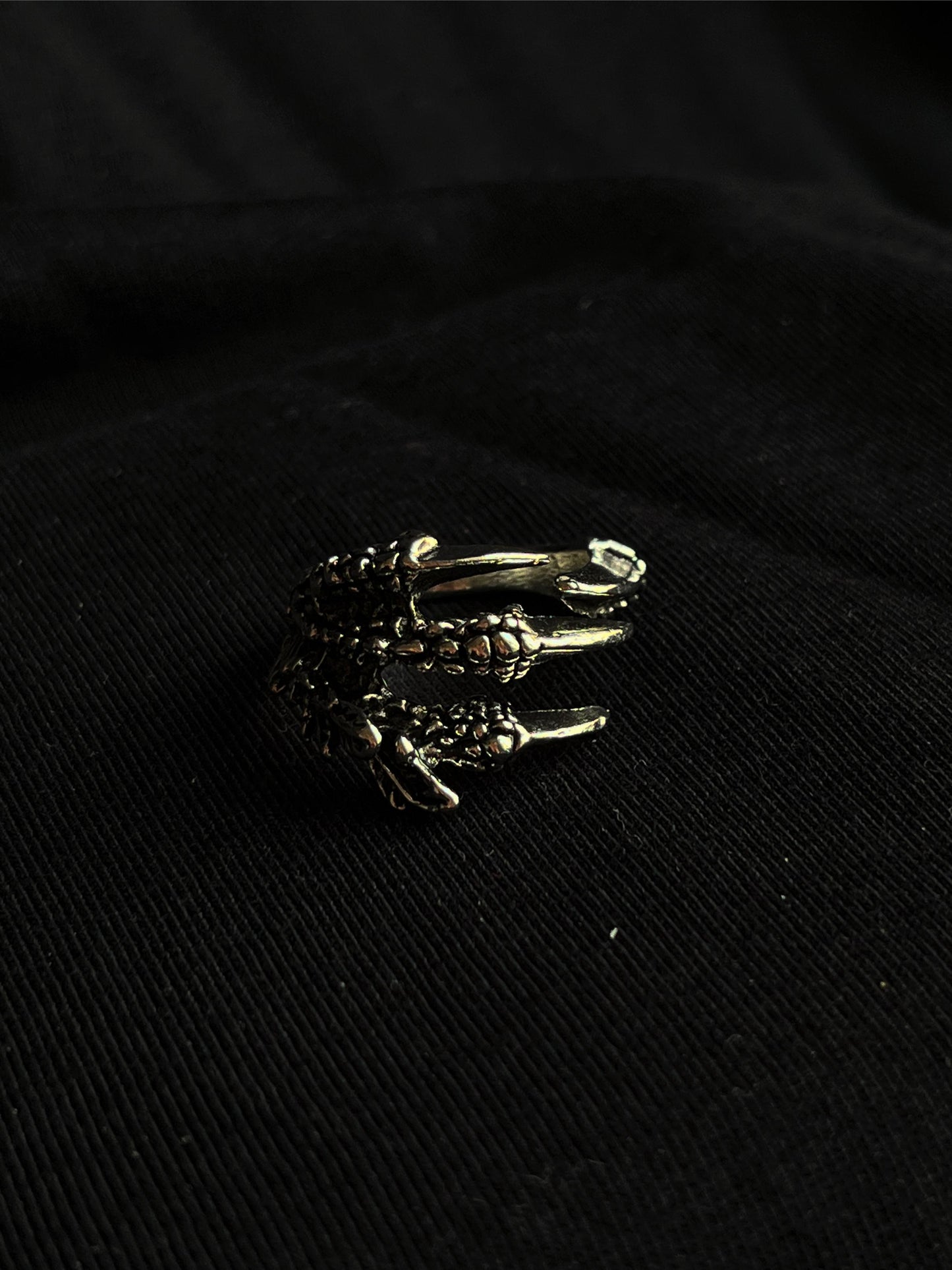 Eagle Claw Grasp Silver Oxidised Waterproof Ring