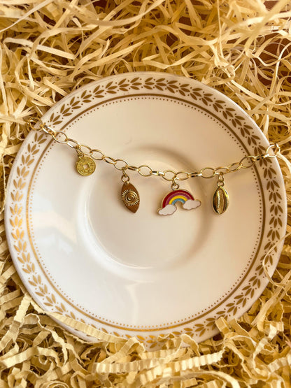 Round Link Golden Enamel Charm Bracelet 2