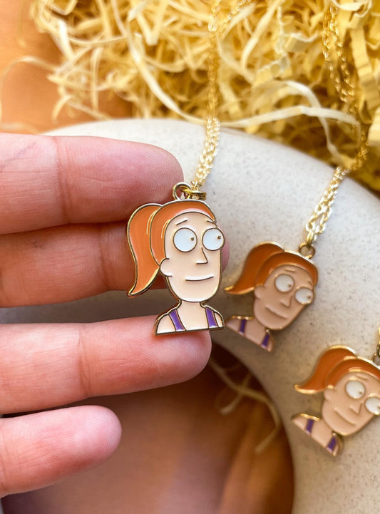 Rick & Morty's Summer Smith Enamel Golden Necklace