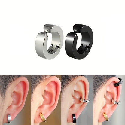 No Piercing Stainless Steel Silver Ear Cuff | Clip On Earring For Men