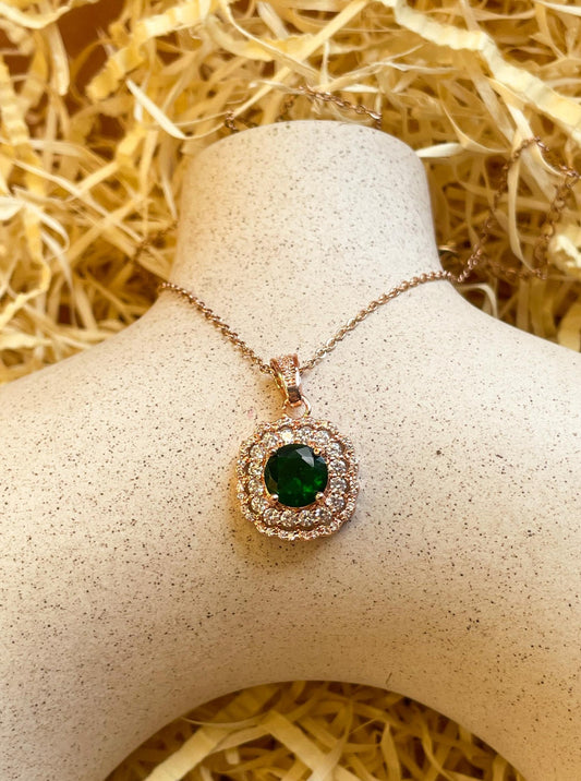European Royalty Green Gemstone Necklace