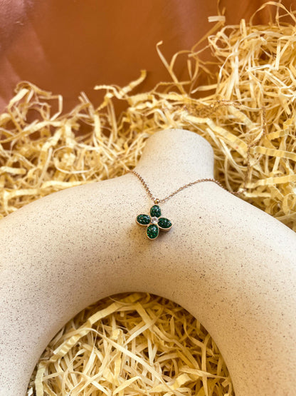 Four Petal Reversible Gemstone Necklace: Blue & Green