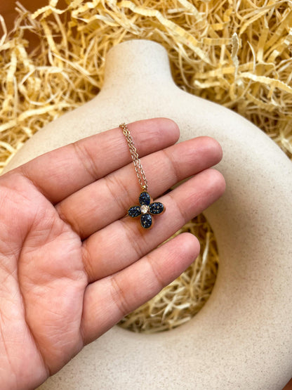 Four Petal Reversible Gemstone Necklace: Blue & Green