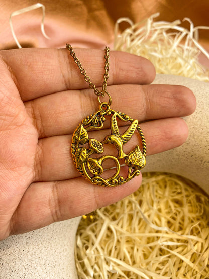 Golden Mocking Bird Coin Necklace