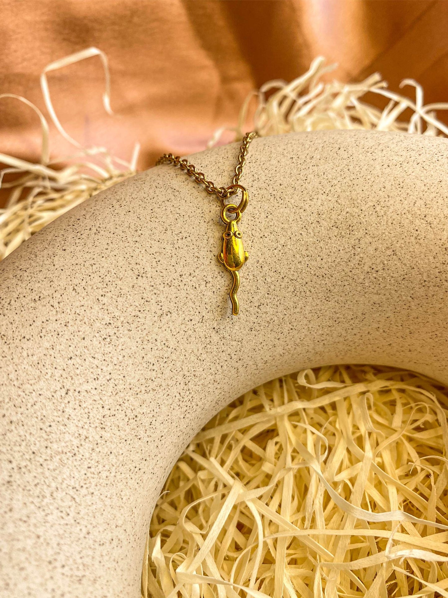 Dainty Mouse Gold Charm Pendant Necklace | Paid Orders Only