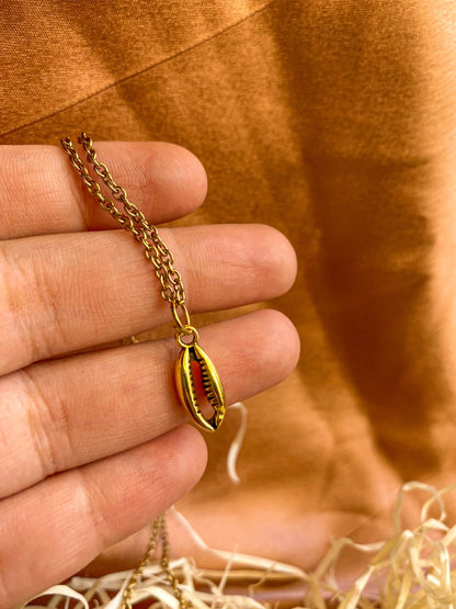 Cowrie Shell/ Coffee Bean Antique Golden Necklace
