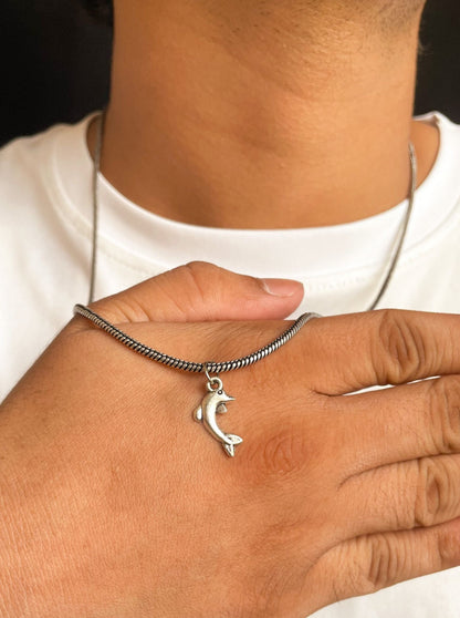 Dolphin German Pendant With German Silver Chain