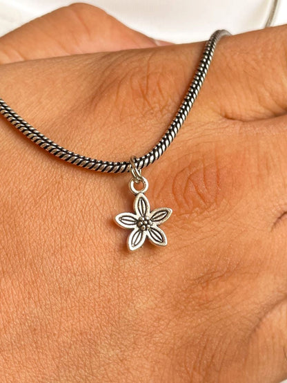 3D Blossom Pendant With German Silver Chain
