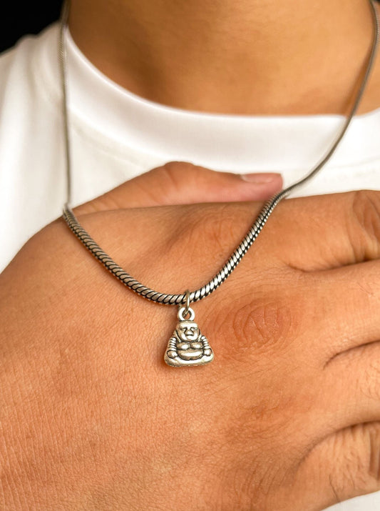Small Resting Buddha Pendant With German Silver Chain