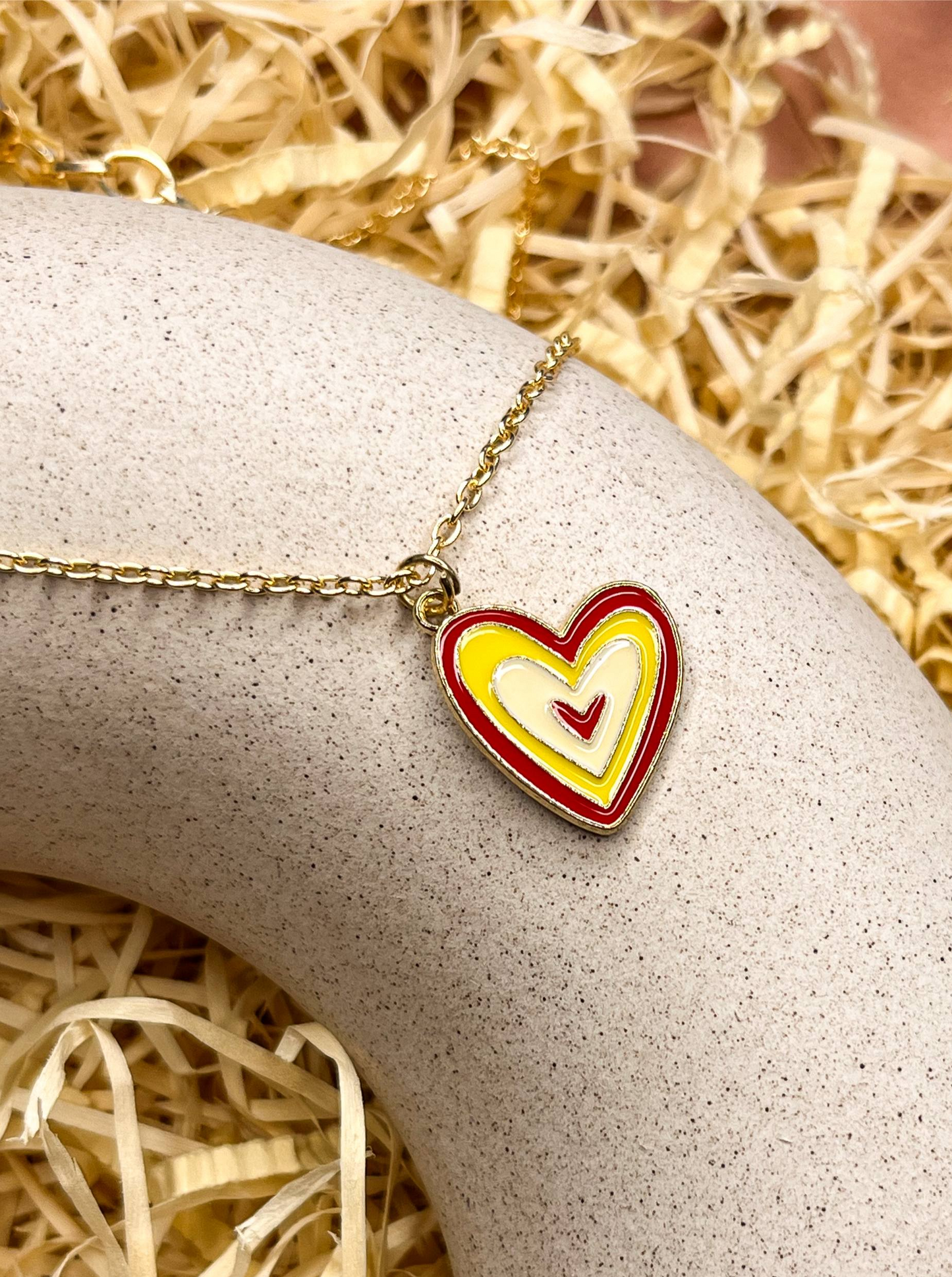 Rainbow Heart Enamel Golden Necklace & Earrings