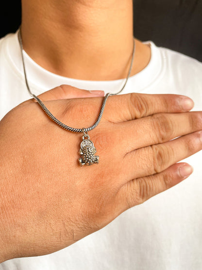 Feng Shui Frog Pendant With German Silver Chain: For Wealth