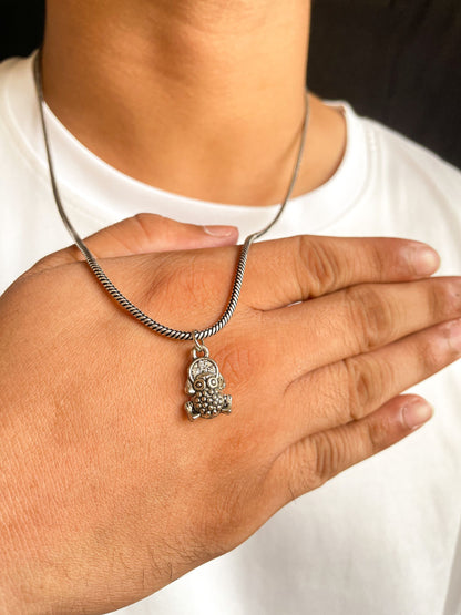 Feng Shui Frog Pendant With German Silver Chain: For Wealth