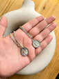 Man Face Coin Double-Sided Silver Pendant With Chain