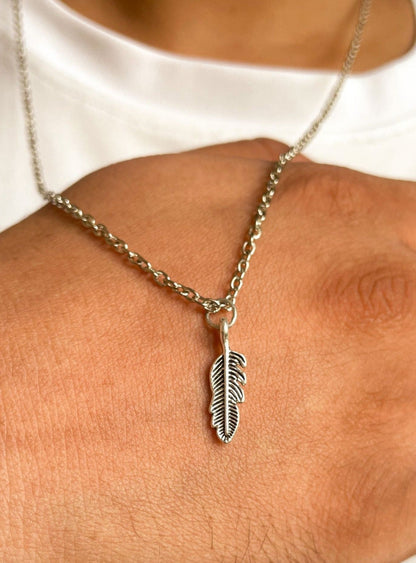 Silver Mini Tribal Leaf Pendant With Chain