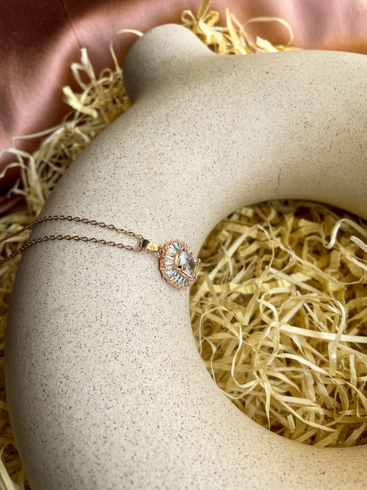 Tip of the Iceberg Gemstone Waterproof Necklace: Rose Gold