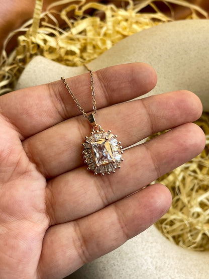 Tip of the Iceberg Gemstone Waterproof Necklace: Rose Gold