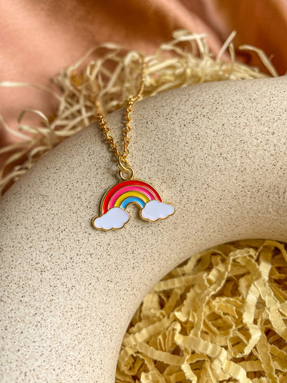 Rainbow On Clouds Enamel Charm Necklace