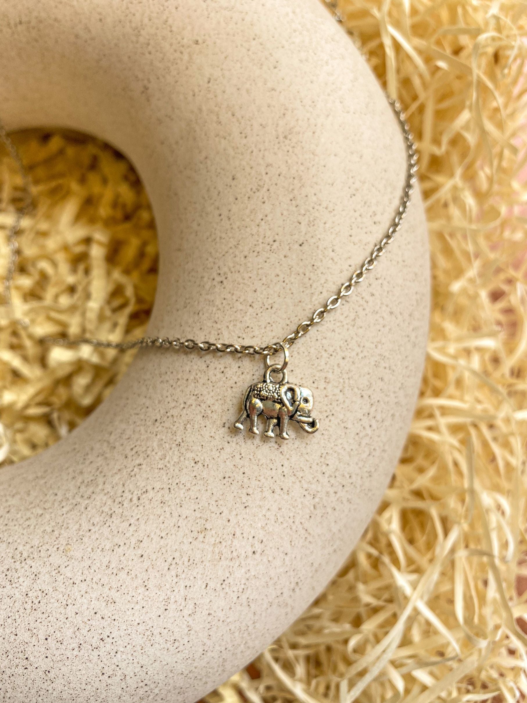 Engraved elephant sale necklace