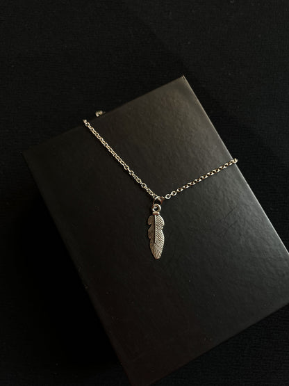 Sketched Leaf Silver Pendant With Chain